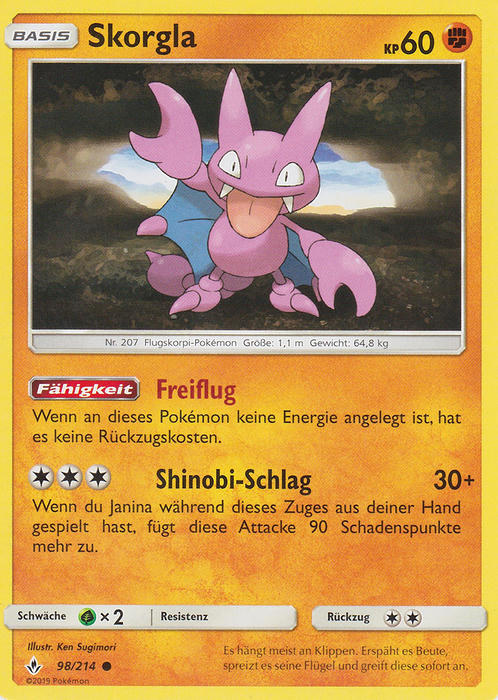 Pokemon Sonne&Mond Kräfte im Einklang - Skorgla - 98/214 - Base