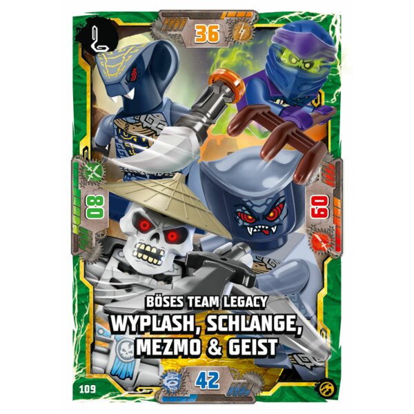 Blue Ocean LEGO Ninjago Serie 7 (2022) - 109 - Böses Team Legacy Wyplash, Schlange, Mezmo & Geist - Schurken Karte