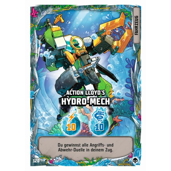 Blue Ocean LEGO Ninjago Serie 7 NEXT LEVEL (2022) - 120 - Action Lloyds Hydro-Mech - Fahrzeugkarte