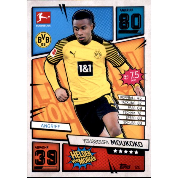 Topps Match Attax Bundesliga 2021/22 - 126 - Youssoufa Moukoko - Helden von Morgen
