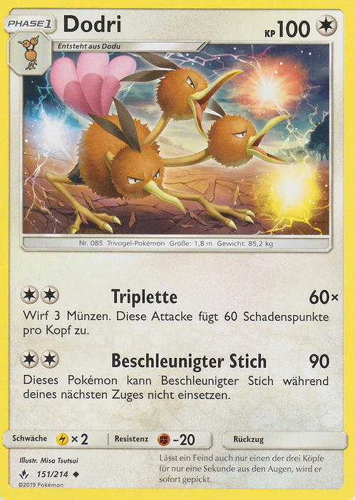 Pokemon Sonne&Mond Kräfte im Einklang - Dodri - 151/214 - Base