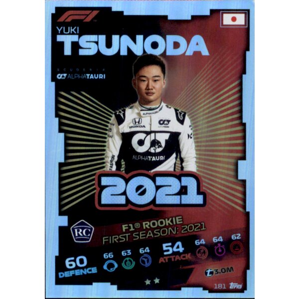 Topps Turbo Attax Formel 1 2021 - 181 - Yuki Tsunoda - Rainbow Karte