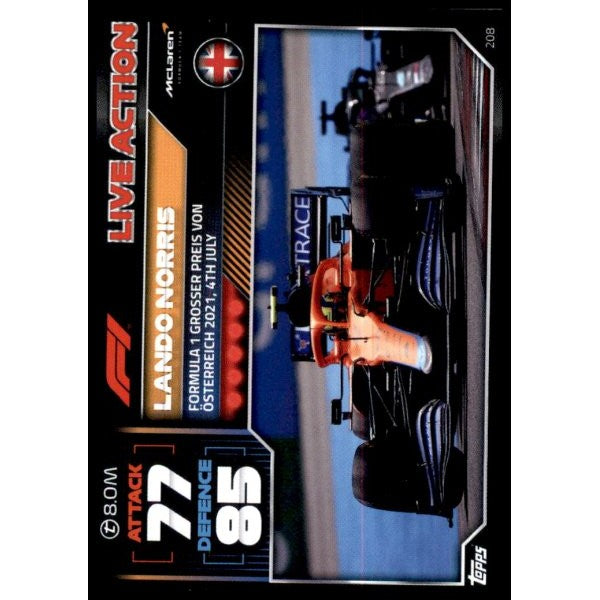 208 - Turbo Attax F1 2022 - Live Action - Lando Norris