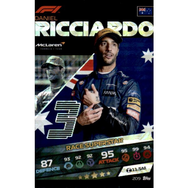 Topps Turbo Attax Formel 1 2021 - 209 - Daniel Ricciardo - Holo Karte