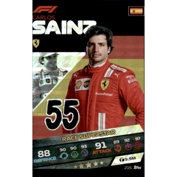 Topps Turbo Attax Formel 1 2021 -  215 - Carlos Sainz - Holo Karte