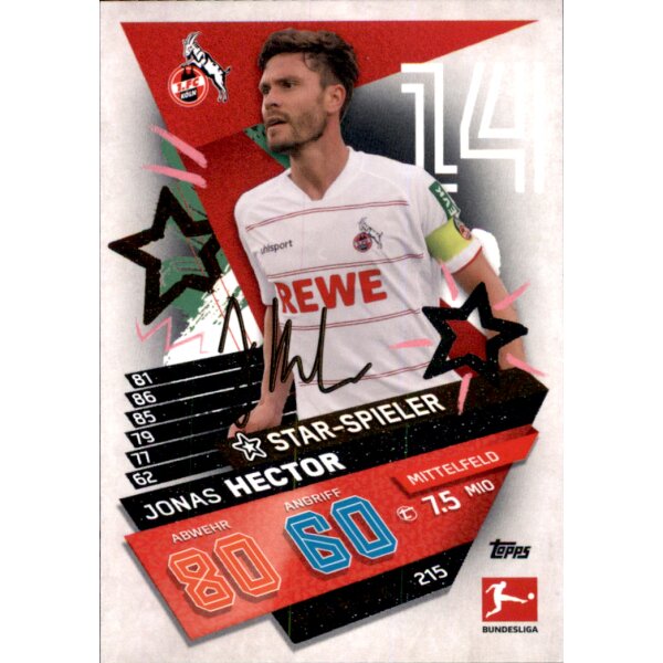 Topps Match Attax Bundesliga 2021/22 - 215 - Jonas Hector - Star-Spieler