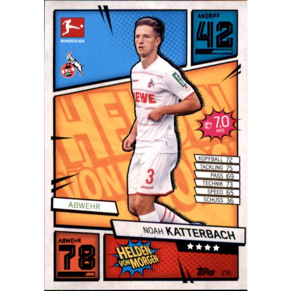 Topps Match Attax Bundesliga 2021/22 - 216 - Noah Katterbach - Helden von Morgen