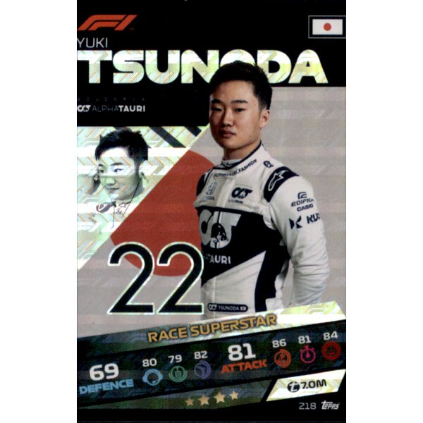 Topps Turbo Attax Formel 1 2021 - 218 - Yuki Tsunoda - Holo Karte