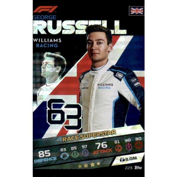 Topps Turbo Attax Formel 1 2021 - 223 - George Russell - Holo Karte