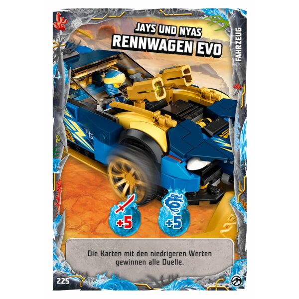 Blue Ocean LEGO Ninjago Serie 7 (2022) - 225 - Jays und Nyas Rennwagen EVO - Fahrzeugkarte