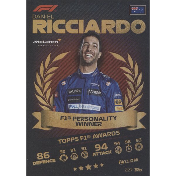Topps Turbo Attax Formel 1 2021 - 227 - Daniel Ricciardo - Mirror Foil
