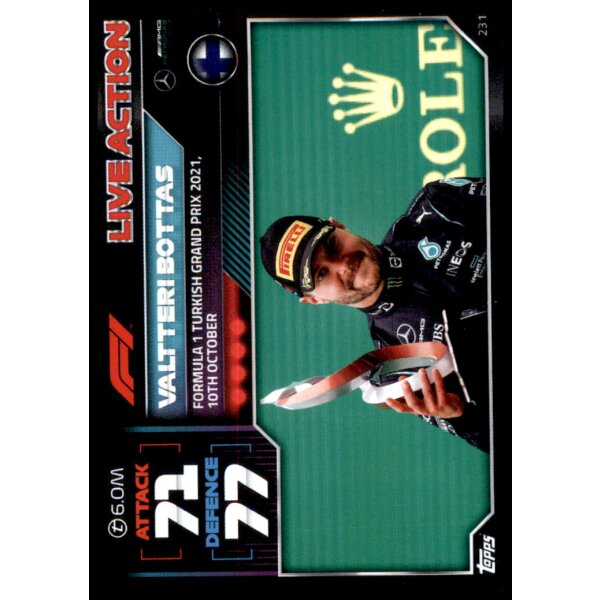 231 - Turbo Attax F1 2022 - Live Action - Valtteri Bottas