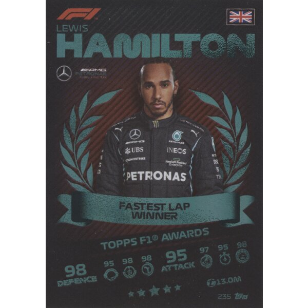 Topps Turbo Attax Formel 1 2021 - 235 - Lewis Hamilton - Mirror Foil