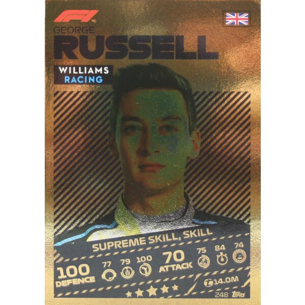 Topps Turbo Attax Formel 1 2021 - 248 - George Russell - Mirror Foil Gold
