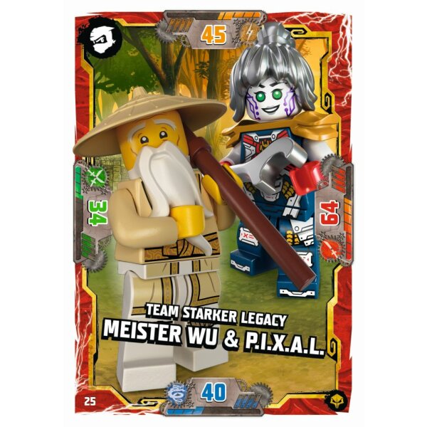 Blue Ocean LEGO Ninjago Serie 7 NEXT LEVEL (2022) - 25 - Team Starker Legacy Meister Wu & P.I.X.A.L. - Helden Karte