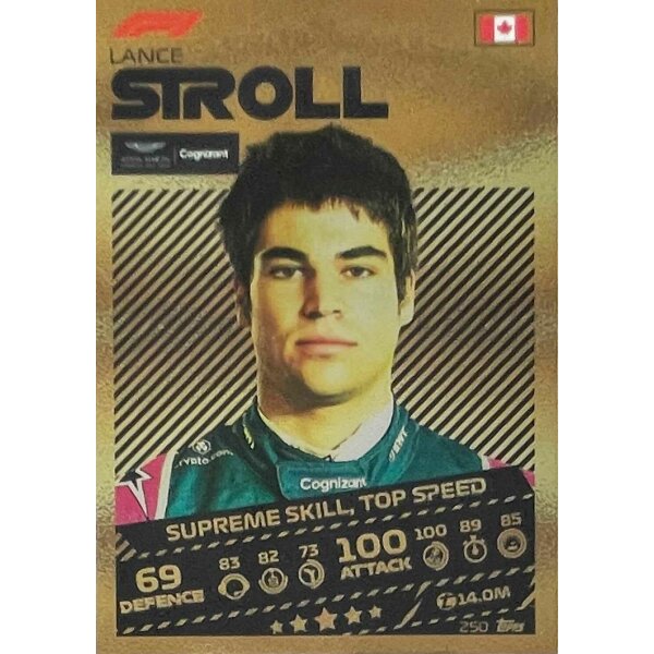 Topps Turbo Attax Formel 1 2021 - 250 - Lance Stroll - Mirror Foil Gold