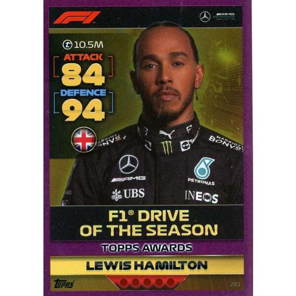 283 - Turbo Attax F1 2022 - CRYSTAL PINK - Topps Auszeichnungen - Lewis Hamilton