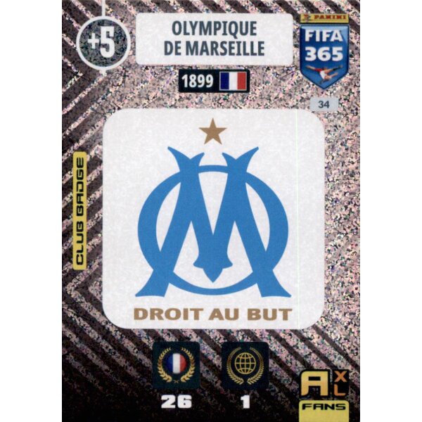 Panini FIFA 365 Adrenalyn XL 2021 -  34 - Olympique Marseille - Club Badge