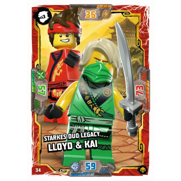 Blue Ocean LEGO Ninjago Serie 7 NEXT LEVEL (2022) - 34 - Starkes Duo Legacy Lloyd & Kai - Helden Karte