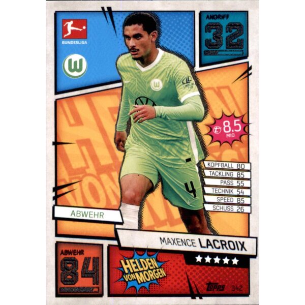 Topps Match Attax Bundesliga 2021/22 - 342 - Maxence Lacroix - Helden von Morgen