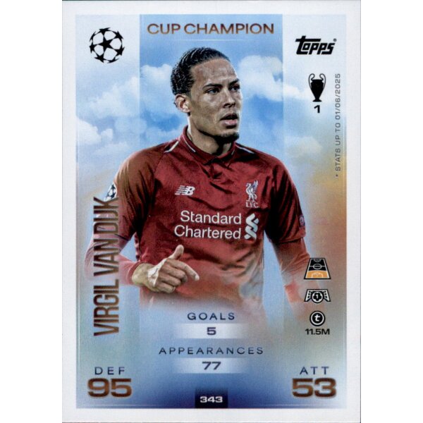 Topps Match Attax Champions League 2025/26 -  343 - Virgil van Dijk - Cup Champion
