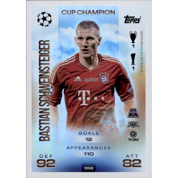 Topps Match Attax Champions League 2025/26 - 358 - Bastian Schweinsteiger - Cup Champion