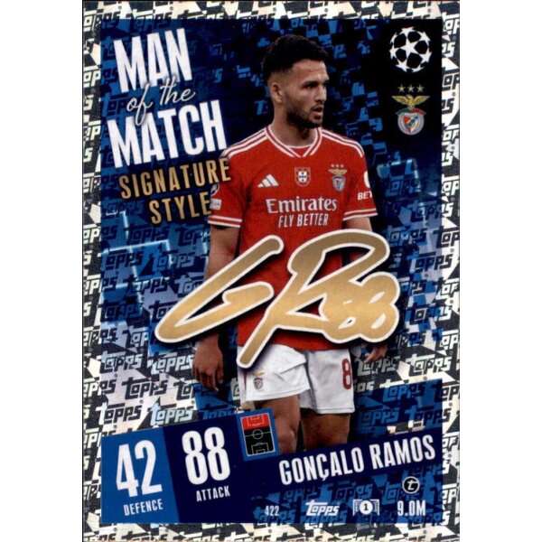 Topps Match Attax Champions League 2023/24 – 422 – Goncalo Ramos – Man of the Match Signature Style