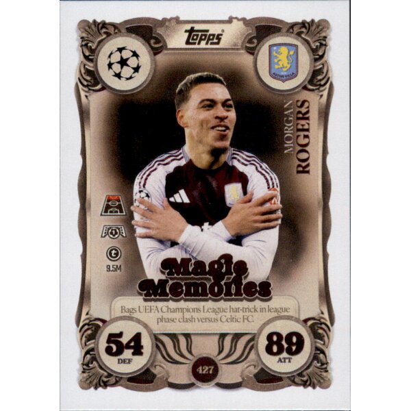 Topps Match Attax Champions League 2025/26 - 427 - Morgan Rogers - Magic Memories