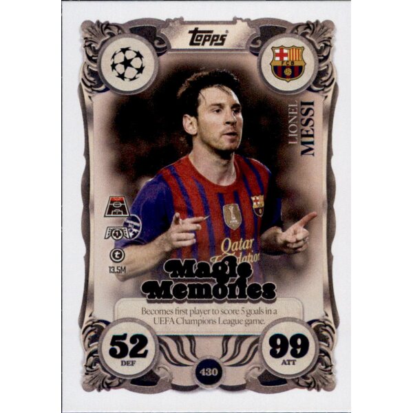 Topps Match Attax Champions League 2025/26 - 430 - Lionel Messi - Magic Memories