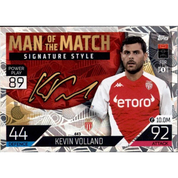 Topps Match Attax Champions League 2022/23 - 443 - Kevin Volland - Man of the Match Signature Style