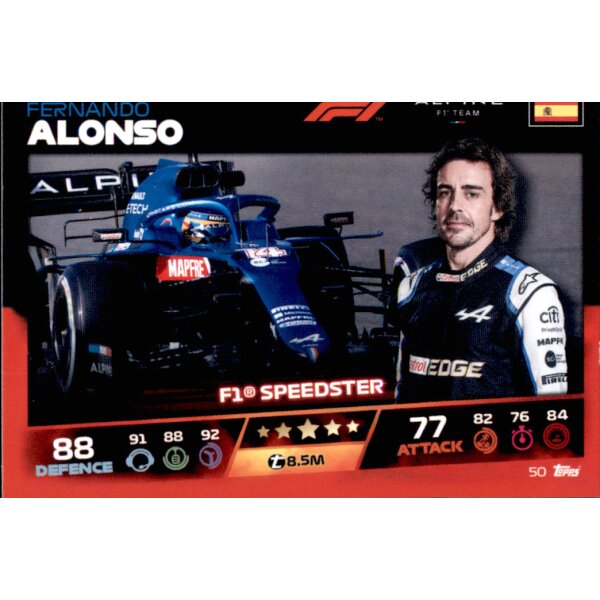 Topps Turbo Attax Formel 1 2021 - 50 - Fernando Alonso
