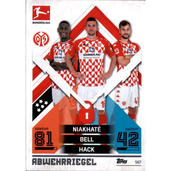 Topps Match Attax Bundesliga 2021/22 - 567 - Niakhate/Bell/Hack - Abwehrriegel