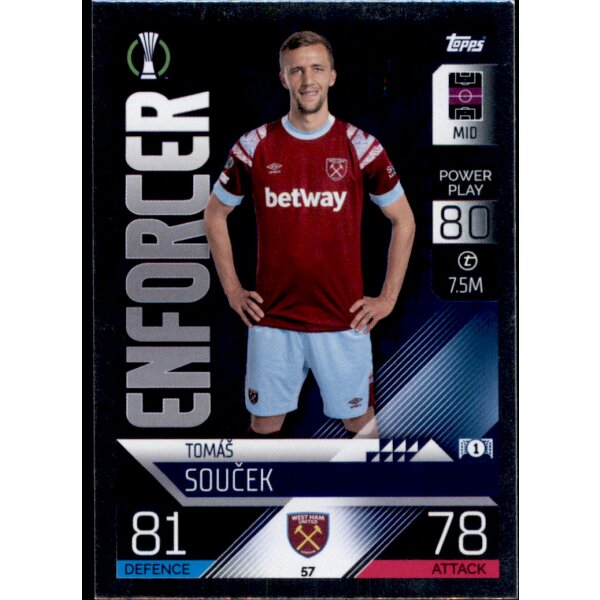 Topps Match Attax Champions League 2022/23 - 57 - Tomas Soucek - Enforcer
