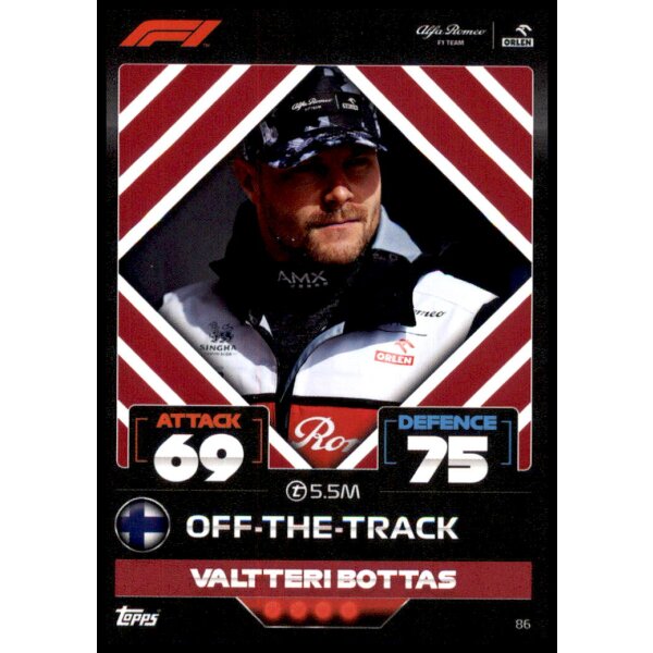 86 - Turbo Attax F1 2022 - Alfa Romeo F1 Team Orlen - Valtteri Bottas
