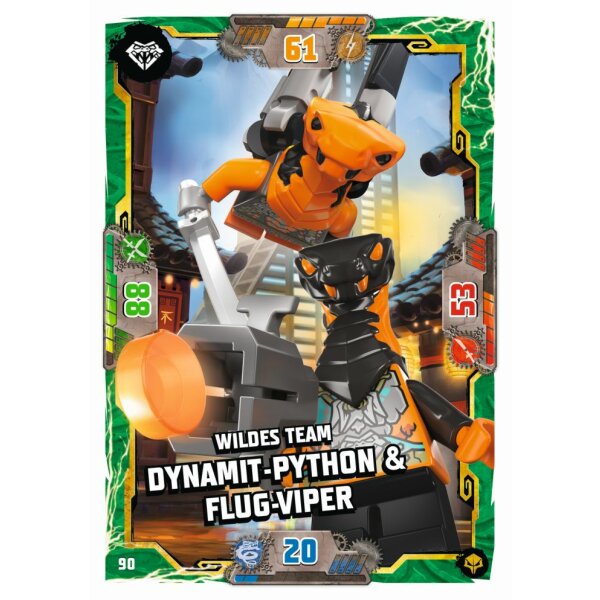Blue Ocean LEGO Ninjago Serie 7 NEXT LEVEL (2022) - 90 - Wildes Team Dynamit-Python & Flug-Viper - Schurken Karte