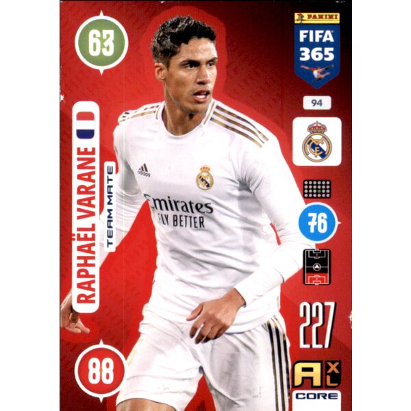 Panini FIFA 365 Adrenalyn XL 2021 - 94 - Raphael Varane - Team Mate