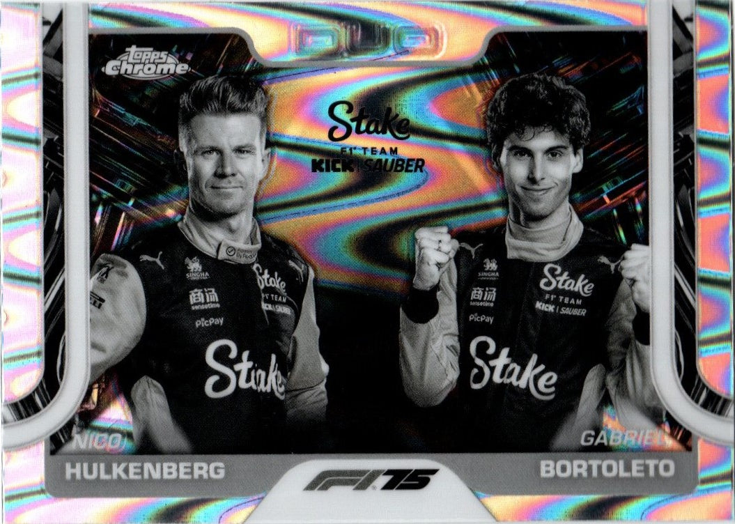 Topps Chrome 2025 Formel 1 - 173 - Nico Hulkenberg/ Gabriel Bortoleto - Stake F1 Team Kick Sauber Rainbow Refractor