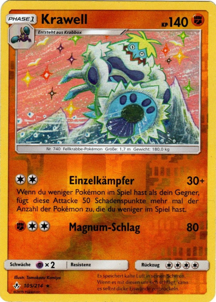Pokemon Sonne&Mond Kräfte im Einklang - Krawell - 105/214 - Reverse Holo
