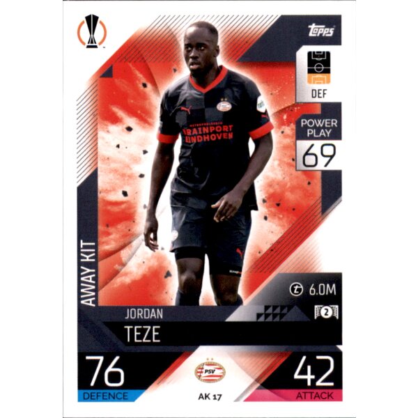 Topps Match Attax Champions League 2022/23 - AK17 - Jordan Teze - Away Kit
