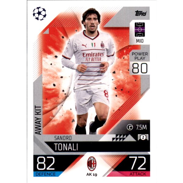 Topps Match Attax Champions League 2022/23 - AK19 - Sandro Tonali - Away Kit
