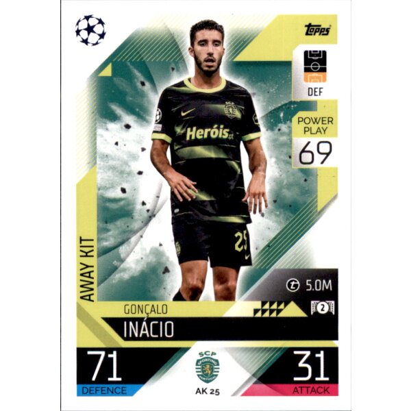 Topps Match Attax Champions League 2022/23 - AK25 - Goncalo Inacio - Away Kit