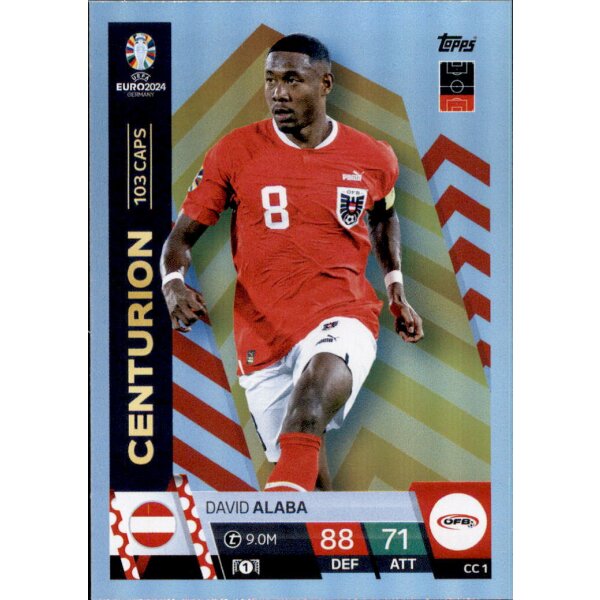 Topps Match Attax EURO 2024 Germany - CC 1 - David Alaba - Centurion