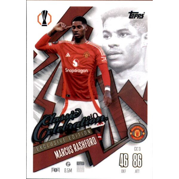 Topps Match Attax Champions League 2024/25 - CC3 - Marcus Rashford - Classic Celebration