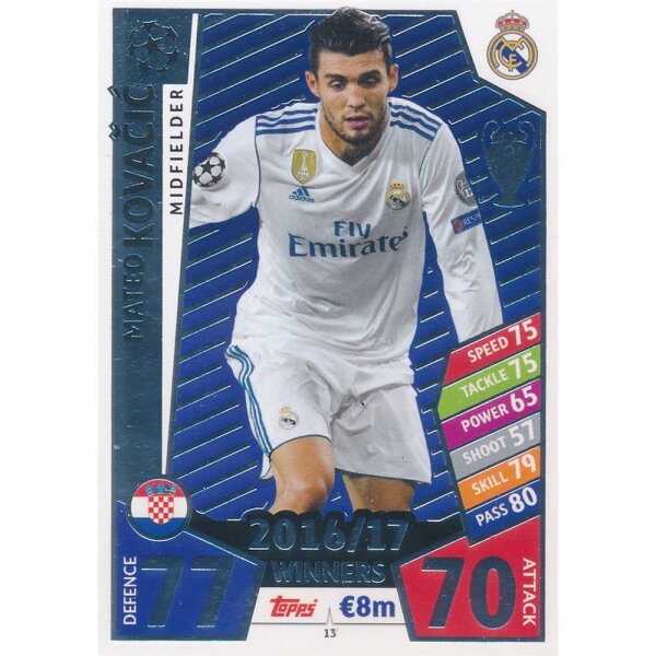 Topps Match Attax Champions League 2017/18 - CL1718-013 - Mateo Kovacic - Real Madrid CF