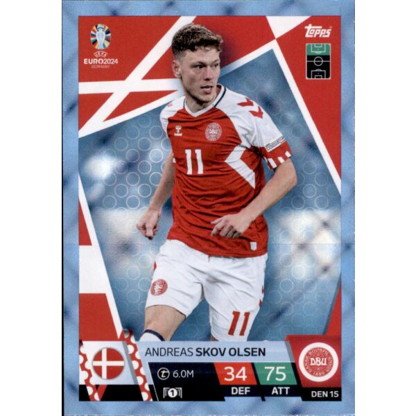 Topps Match Attax EURO 2024 Germany - DEN 15 - Andreas Skov Olsen - CRYSTAL
