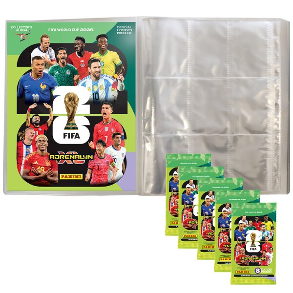 FIFA World Cup Adrenalyn XL 2026 - 1 Leere Sammelmappe + 5 Booster OVP