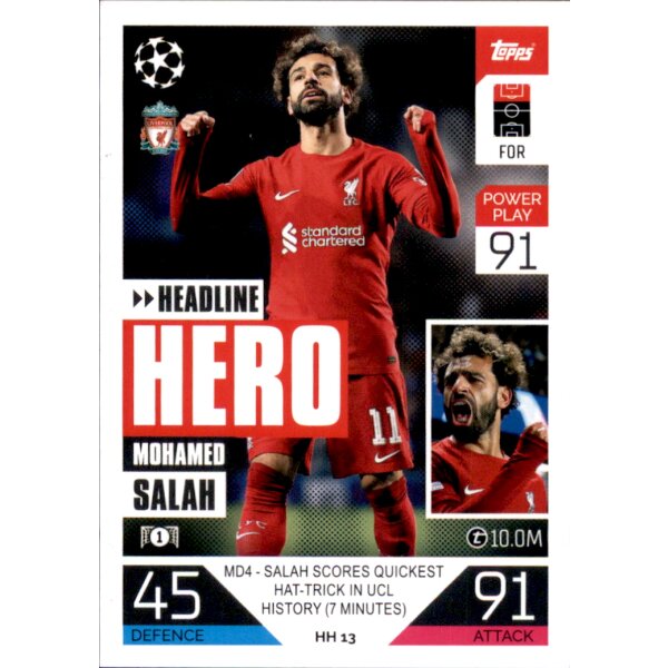 Topps Match Attax Champions League 2022/23 - HH13 - Mohamed Salah - Headline Heroes