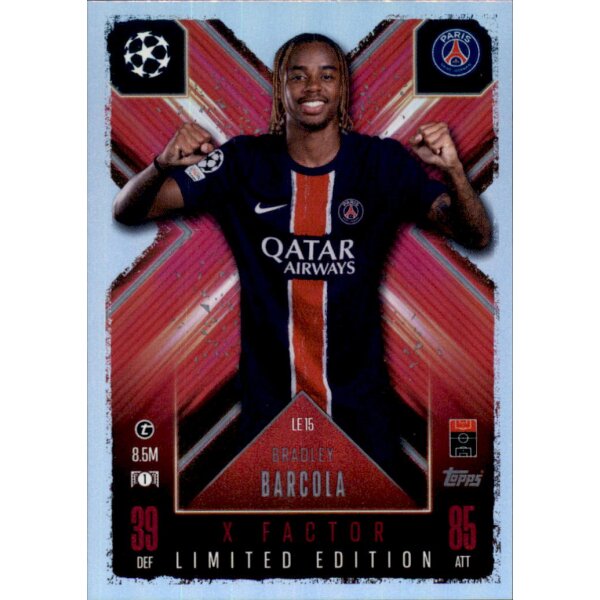 Topps Match Attax Champions League 2024/25 - LE15 - Bradley Barcola - X-Factor Limited Edition