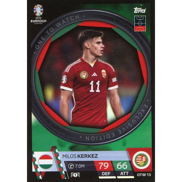 Topps Match Attax EURO 2024 Germany - OTW 13 - Milos Kerkez - One to Watch Exclusive Edition