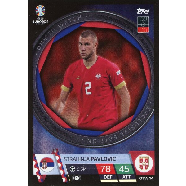Topps Match Attax EURO 2024 Germany - OTW 14 - Strahinja Pavlovic - One to Watch Exclusive Edition